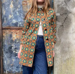 Striking 1960s Geometric Print Duster Coat