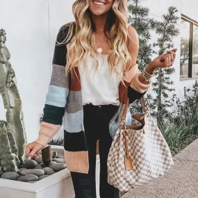 Strip Patchwork Knitted Cardigans