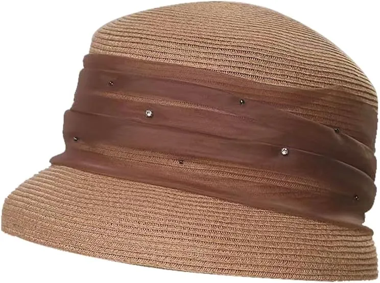 Summer Floppy Cloche Straw Sun Hats for Women Beach Foldable Bucket Hat Gift