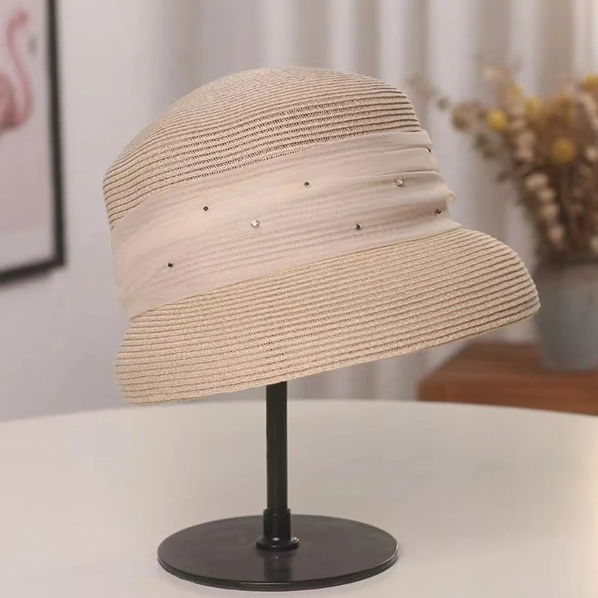 Summer Floppy Cloche Straw Sun Hats for Women Beach Foldable Bucket Hat Gift