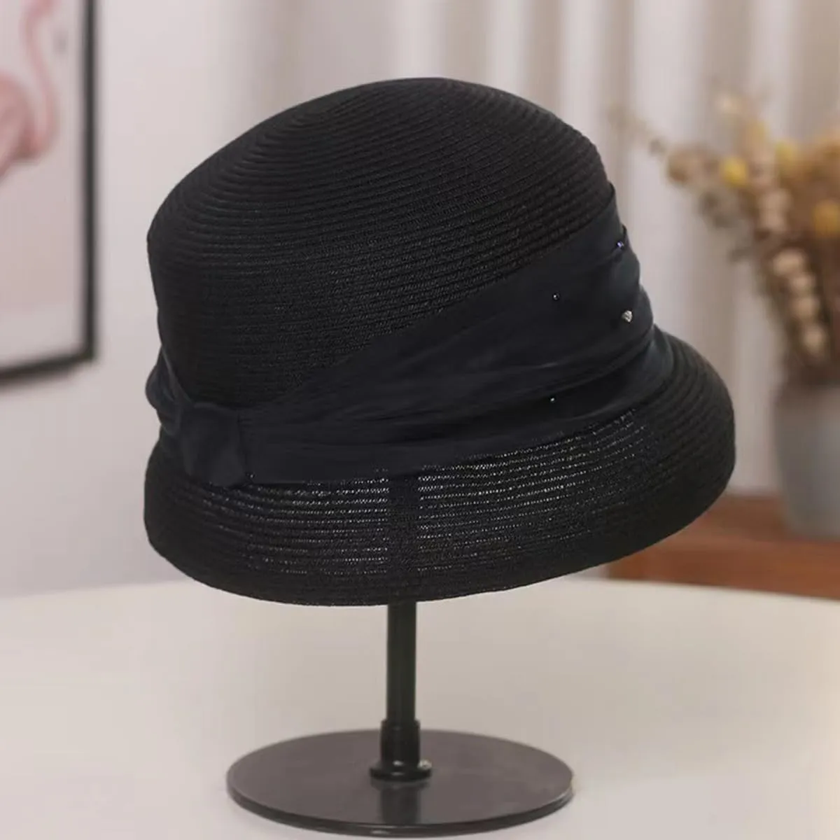 Summer Floppy Cloche Straw Sun Hats for Women Beach Foldable Bucket Hat Gift