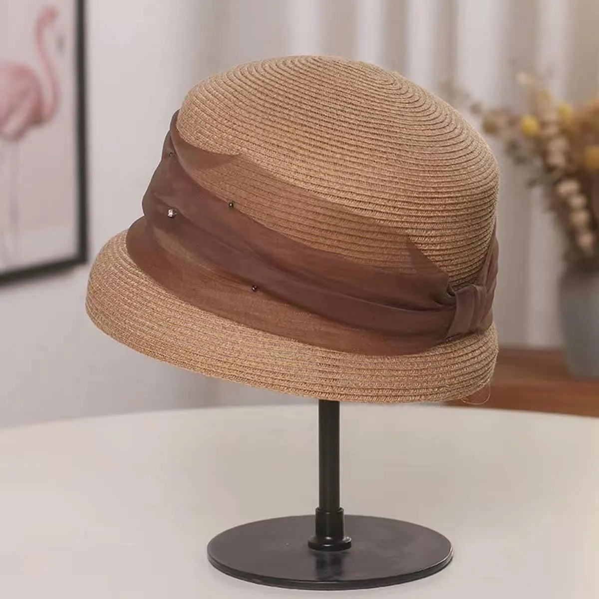Summer Floppy Cloche Straw Sun Hats for Women Beach Foldable Bucket Hat Gift