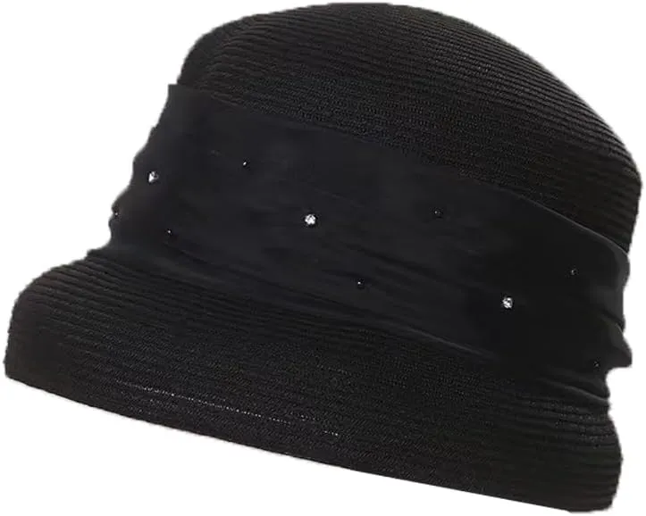 Summer Floppy Cloche Straw Sun Hats for Women Beach Foldable Bucket Hat Gift