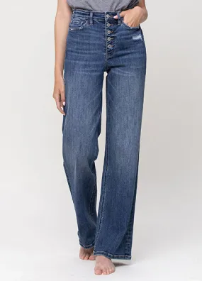 Super High Rise Button Up Wide Leg Jeans
