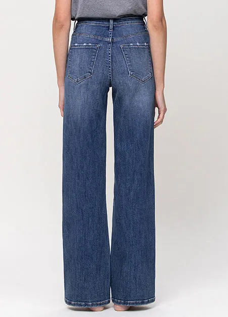 Super High Rise Button Up Wide Leg Jeans