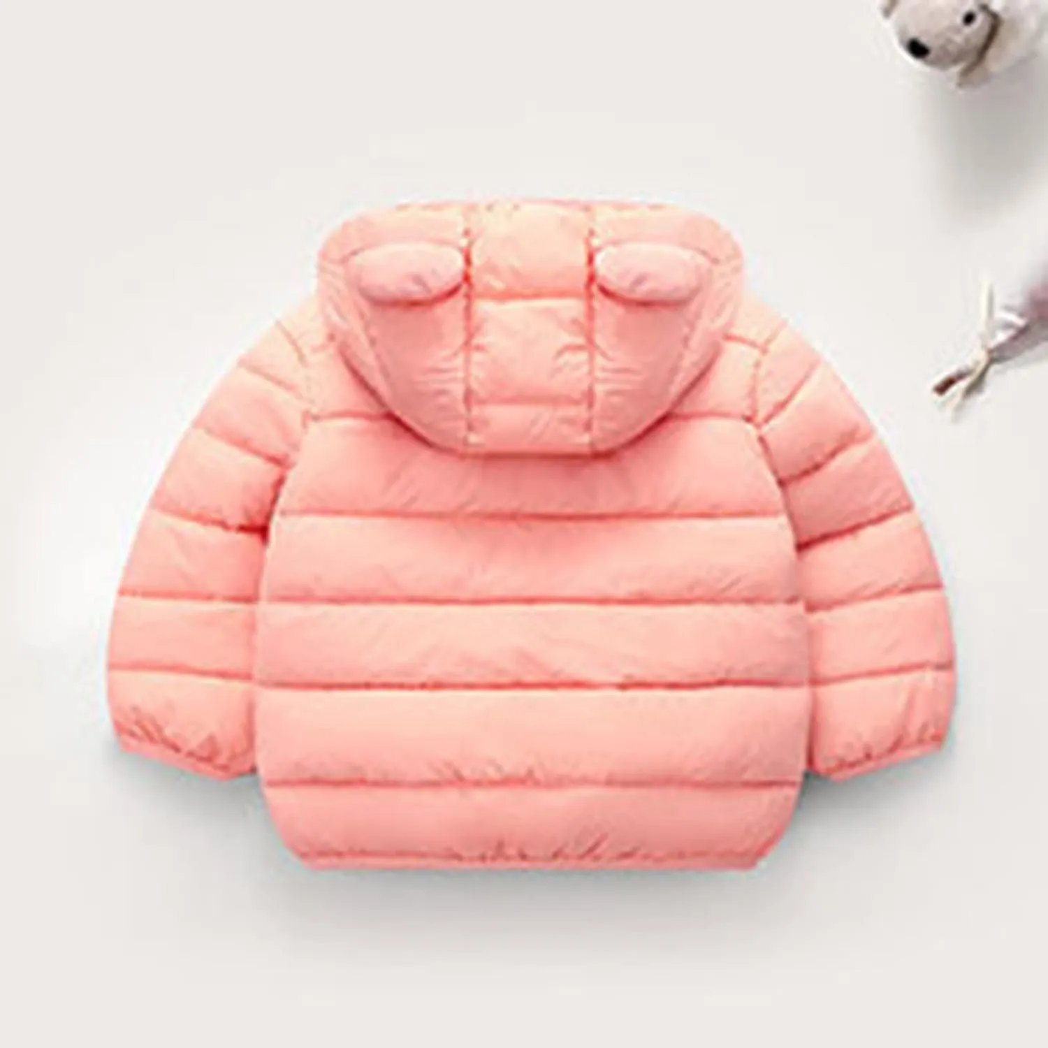 Toddler Puffer Jacket Winter Coat for Kids Bear Ears Hooded Down Jacket Coat Baby Girl Light Windproof Padded Outwear