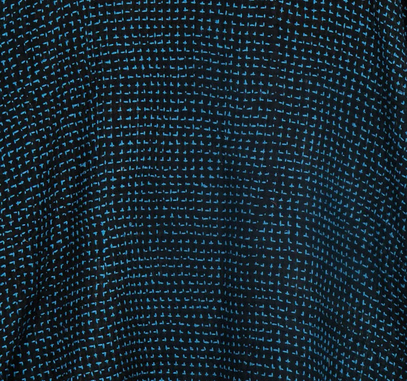 WAFFLE KANTHA DOUBLE COLLAR PONCHO - wf3323-blu -