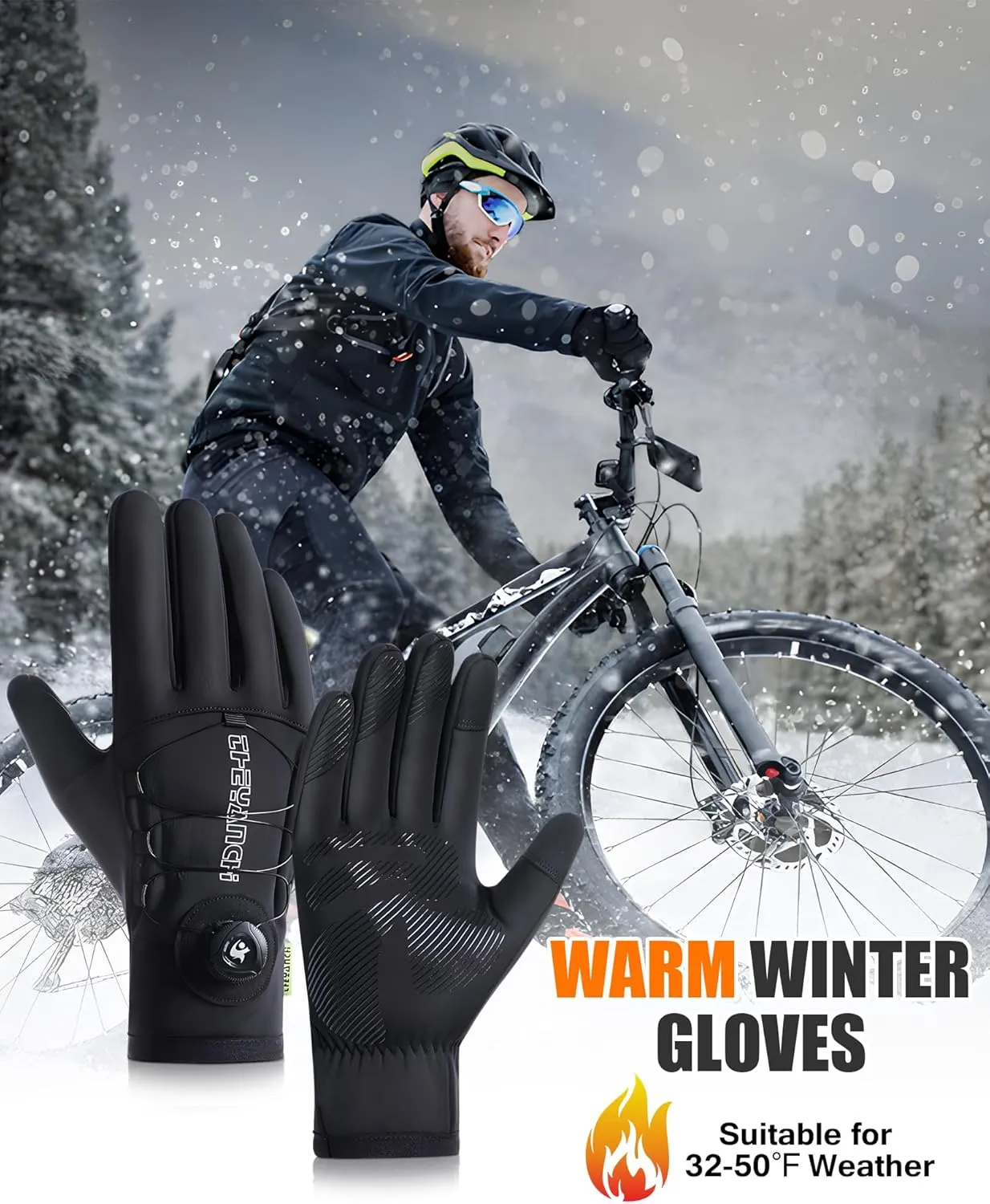 Winter Gloves for Men Women, Extended Wrist Cuff Thermal Gloves Men