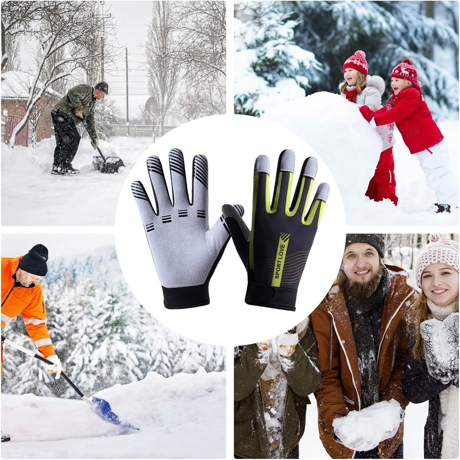 Winter Gloves Touch Screen Water Resistant Windproof Thermal Gloves Warm Anti-Slip for Running Cycling Driving Hiking for Men Women