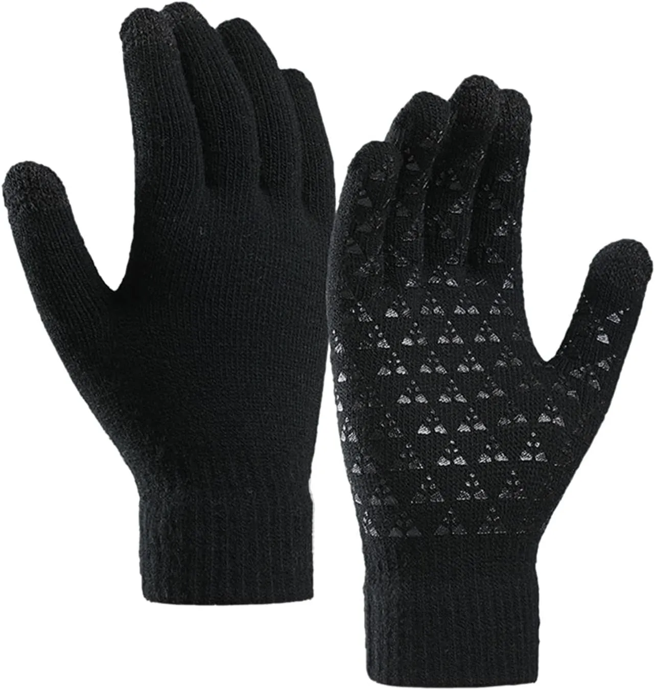 Winter Touchscreen Gloves for Men Women Thermal Warm Anti-Slip Touch Screen Lined Stretch Knit Glove for Hiking