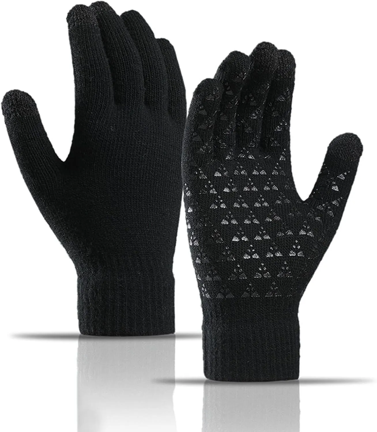 Winter Touchscreen Gloves for Men Women Thermal Warm Anti-Slip Touch Screen Lined Stretch Knit Glove for Hiking