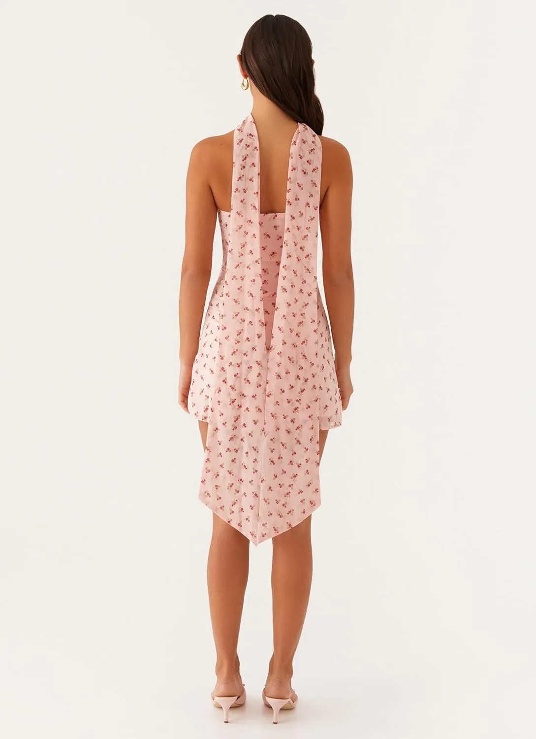 Women Floral Tube Mini Dress with Scarf Y2k Strapless Backless Mesh Short Bodycon Dresses Summer Tube Top Dress