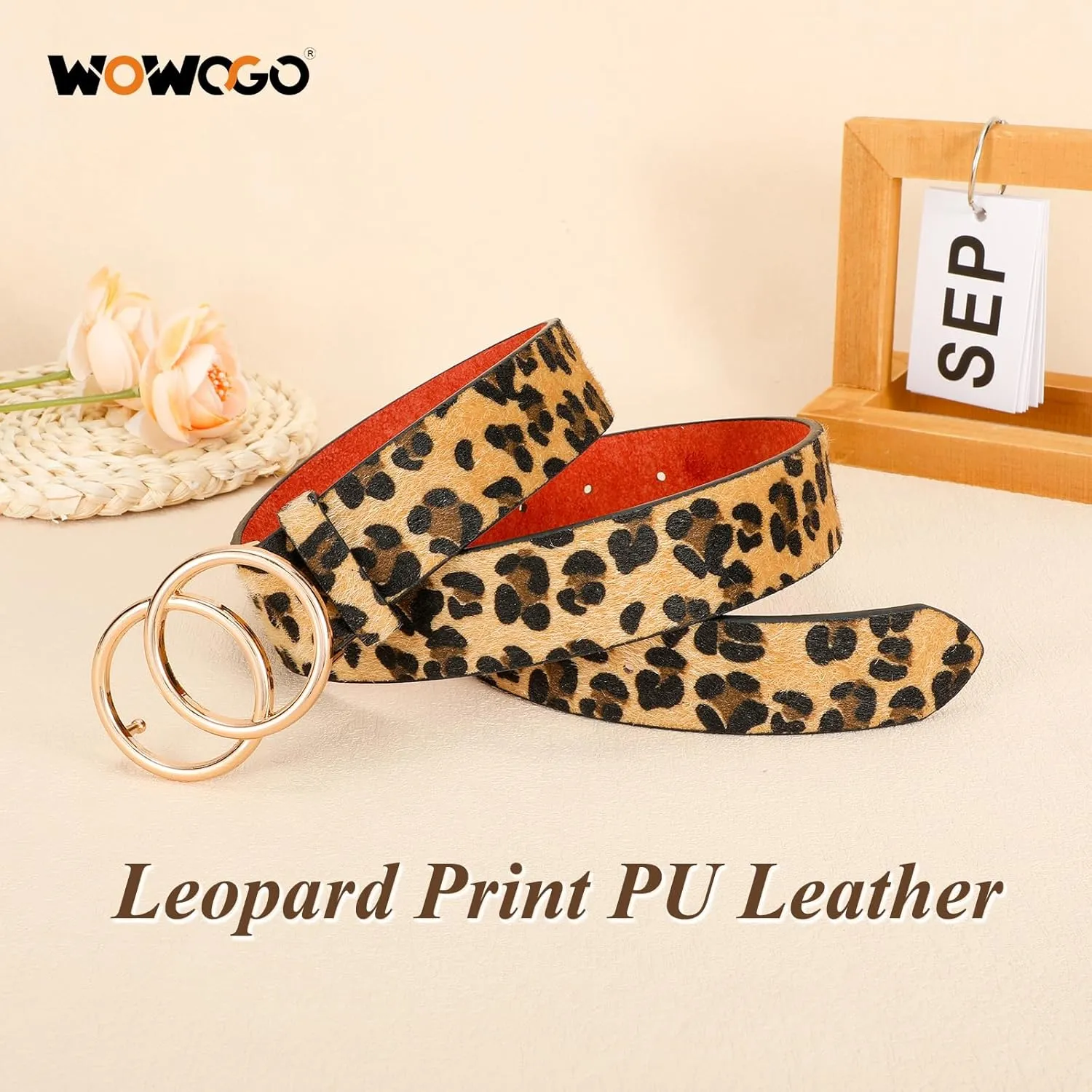 Women Leopard Print Belt Cheetah Print Belt Animal Print Fashion Leather Belt Ladies Waist Belt for Jeans Pants Dress