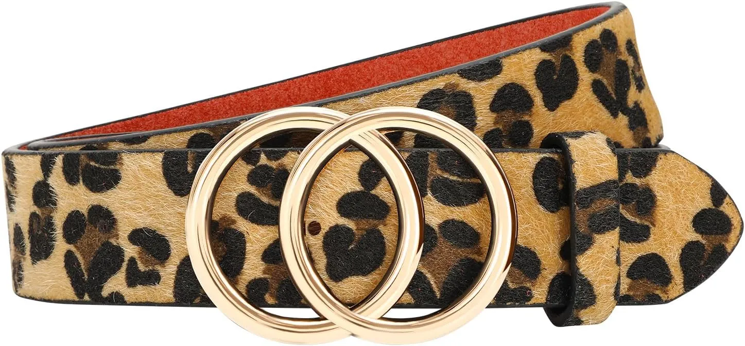 Women Leopard Print Belt Cheetah Print Belt Animal Print Fashion Leather Belt Ladies Waist Belt for Jeans Pants Dress