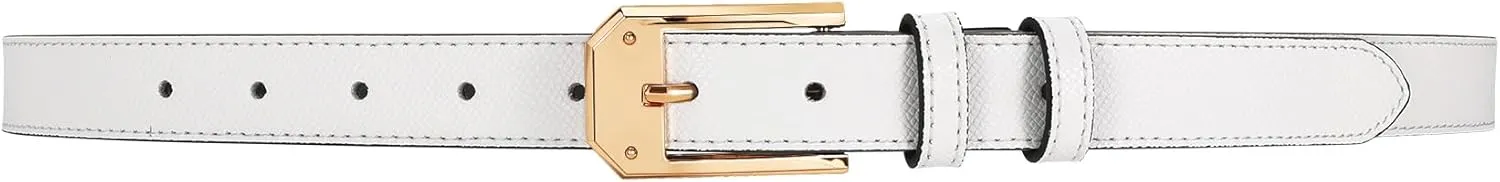 Women Skinny Belt Thin Leather Belt for Jeans Gold Buckle 1.34'' wide