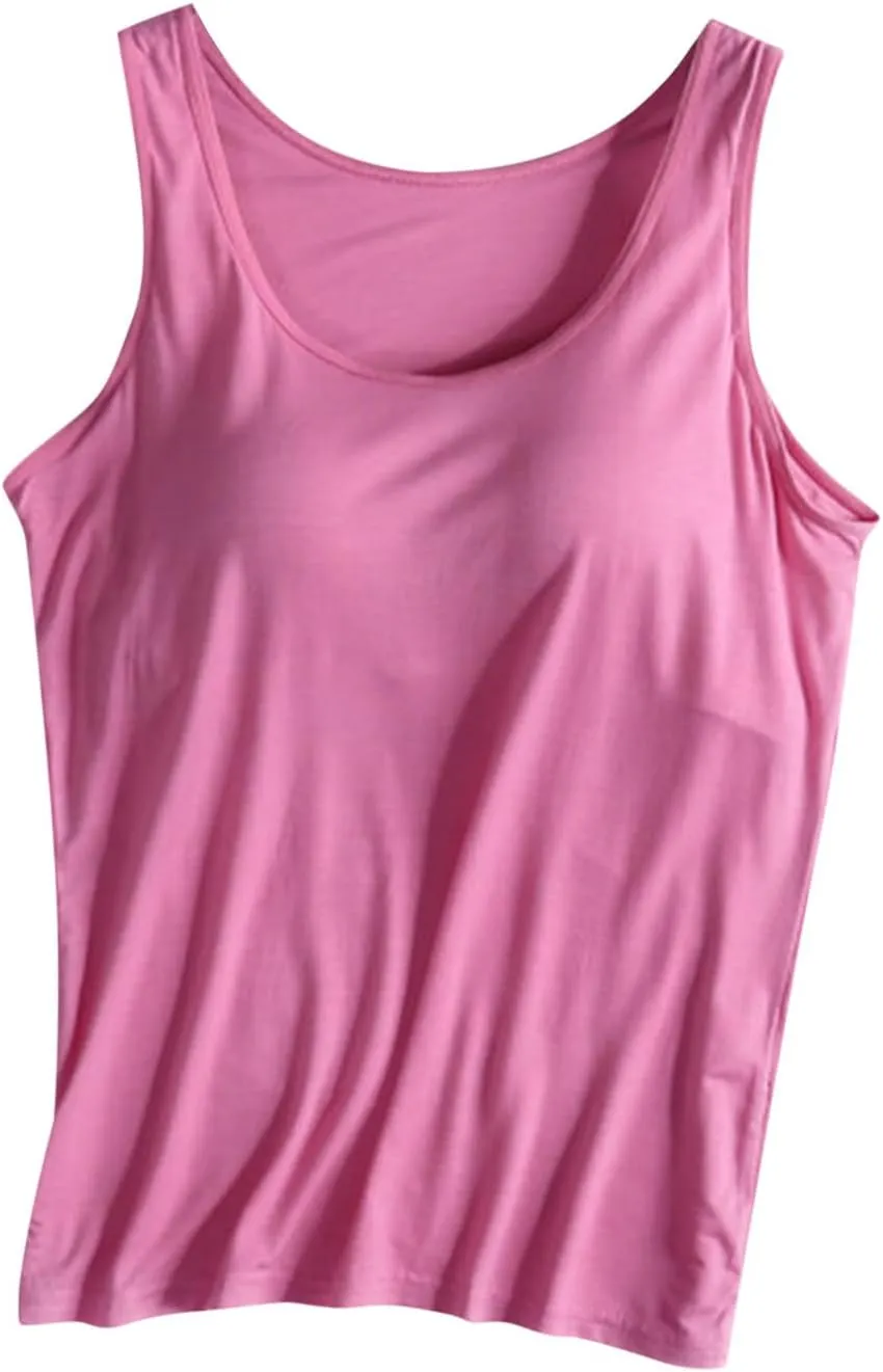 Women Tank Tops with Padded, Sleeveless Yoga Vest Soft Workout Racerback Tank-Top Built-in Bra Vests Sports Shirt