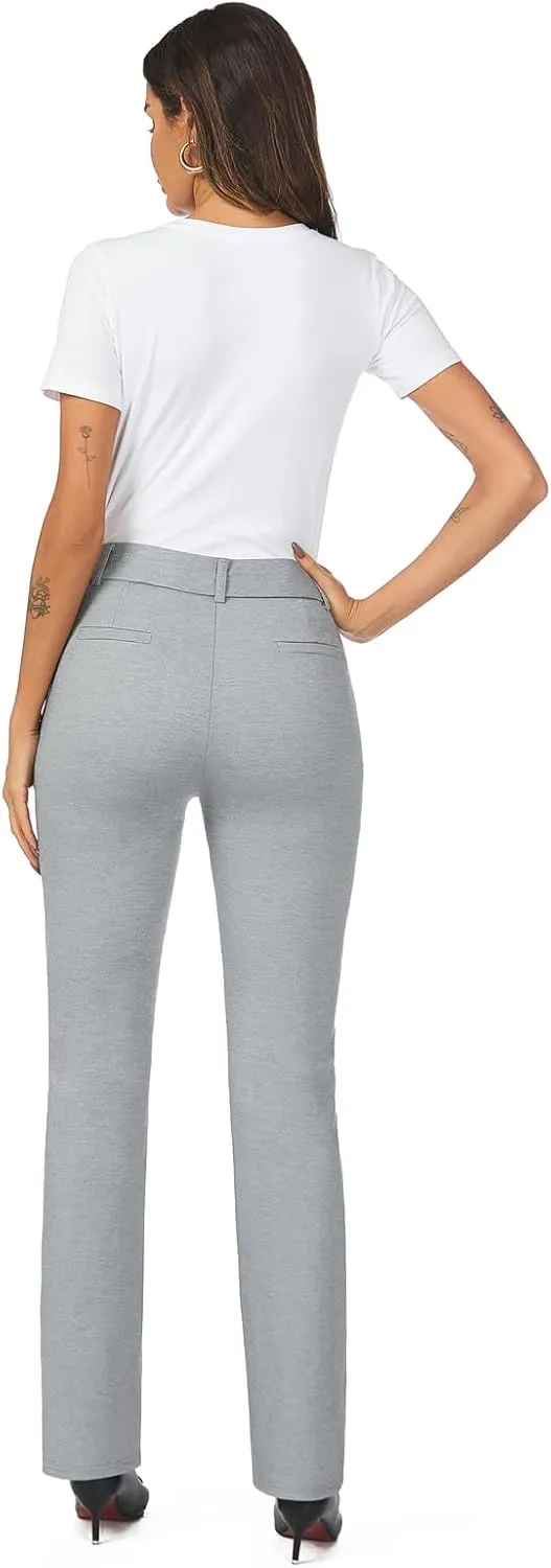 Women's High Waist Stretchy Bootcut Dress Work Slacks Pants with Pockets