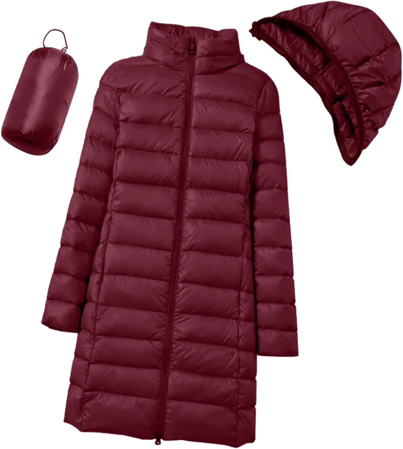 Women's Hooded Packable Ultra Light Weight Short Down Jacket Packable Lightweight Full-Zip Puffer Jacket Travel Puffer Coat
