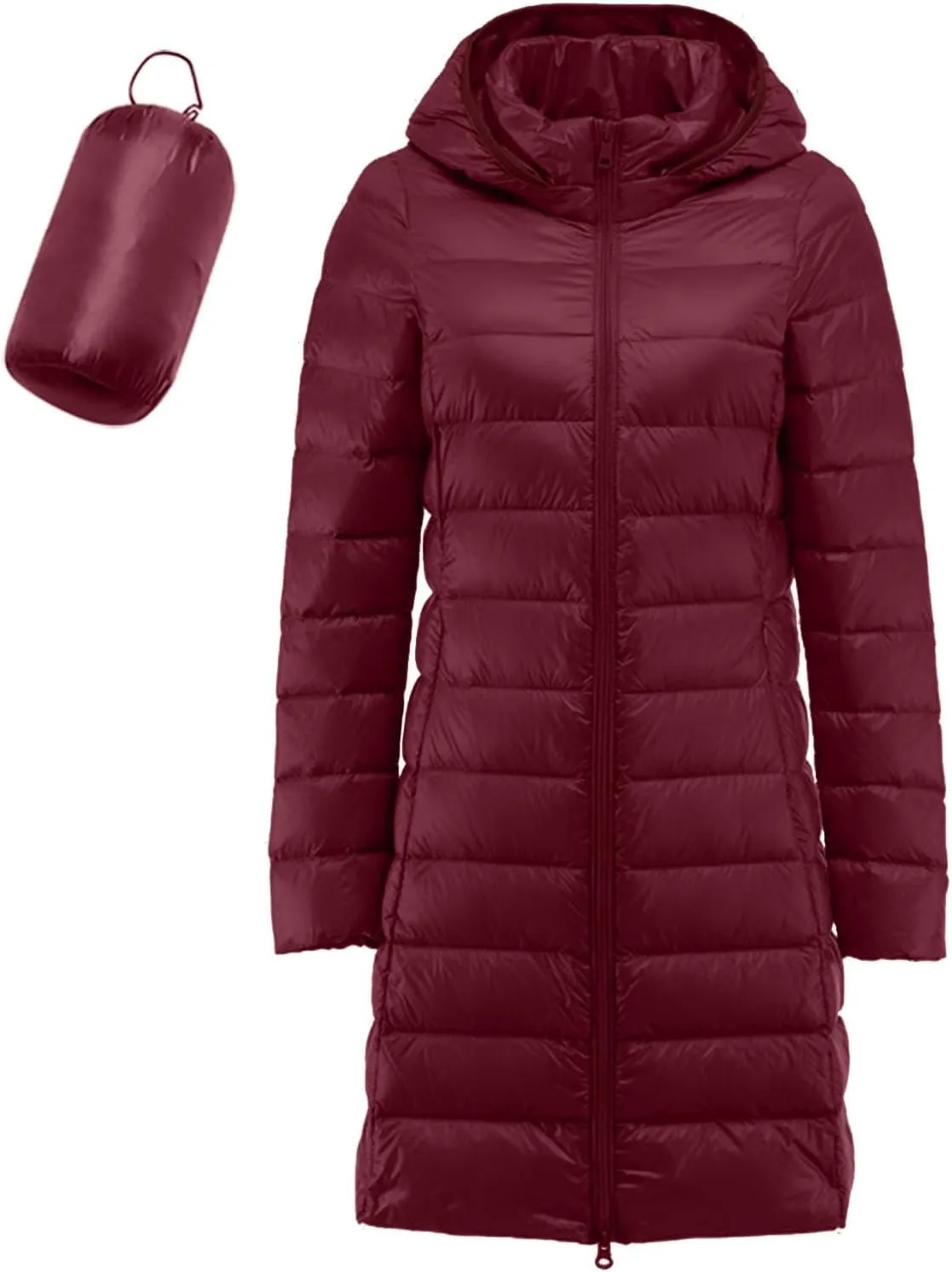 Women's Hooded Packable Ultra Light Weight Short Down Jacket Packable Lightweight Full-Zip Puffer Jacket Travel Puffer Coat