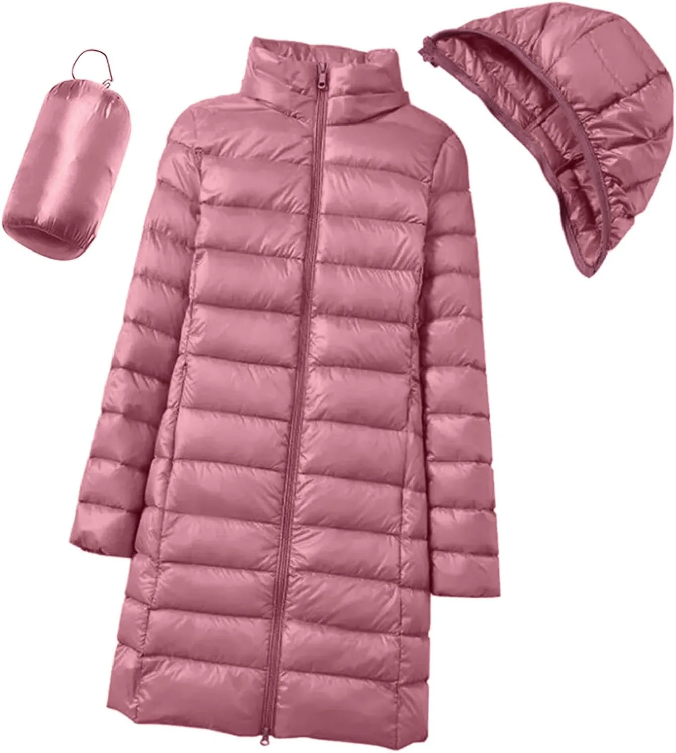 Women's Hooded Packable Ultra Light Weight Short Down Jacket Packable Lightweight Full-Zip Puffer Jacket Travel Puffer Coat