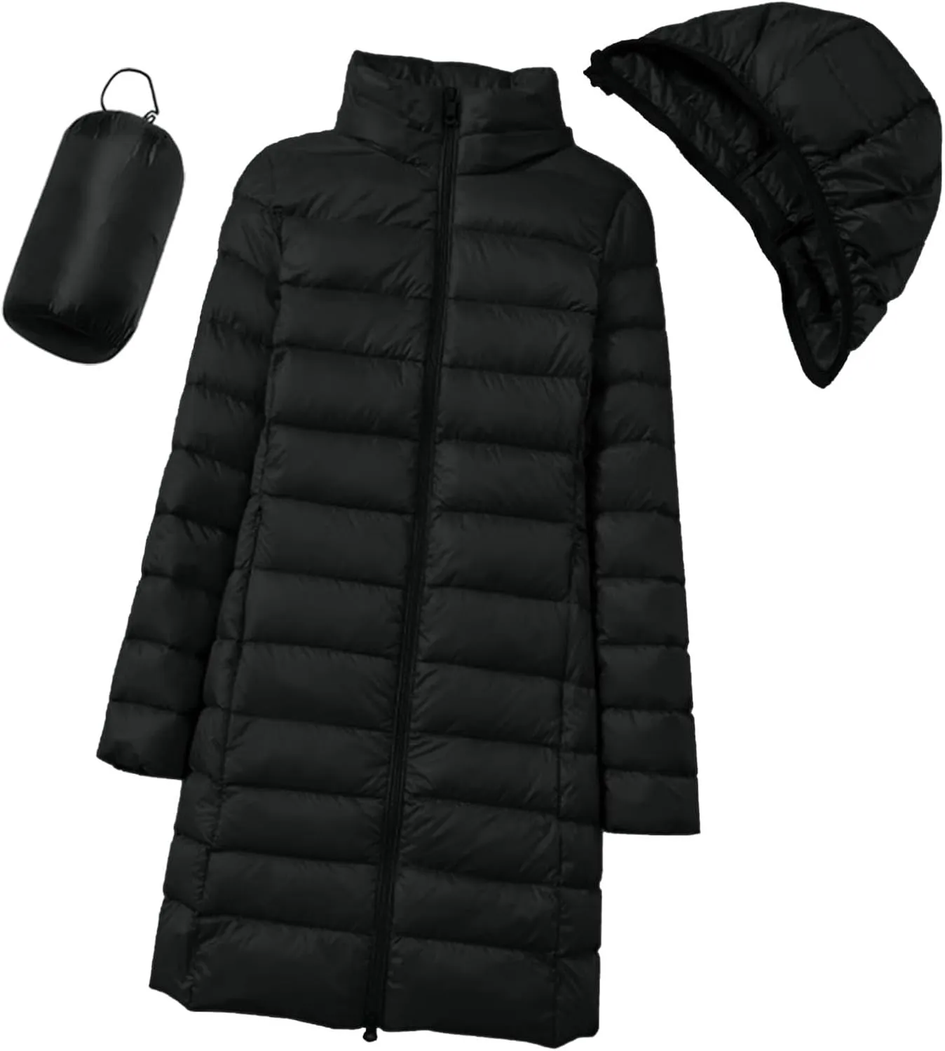 Women's Hooded Packable Ultra Light Weight Short Down Jacket Packable Lightweight Full-Zip Puffer Jacket Travel Puffer Coat