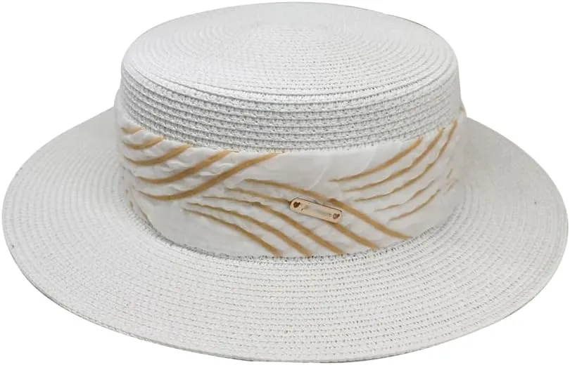 Women's Outdoor Foldable Sun Hat Beach Travel Flat Top Straw Hat Boater Summer Fedoras Wide Brim Sunhats