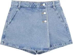 Women's Summer Jeans Street Wash Jeans Button Front Mini Skirt Sexy Slim Jeans Skirt Hundreds of Pants