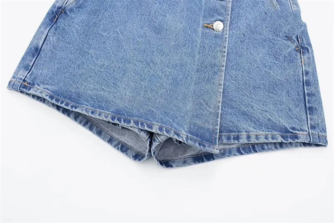 Women's Summer Jeans Street Wash Jeans Button Front Mini Skirt Sexy Slim Jeans Skirt Hundreds of Pants