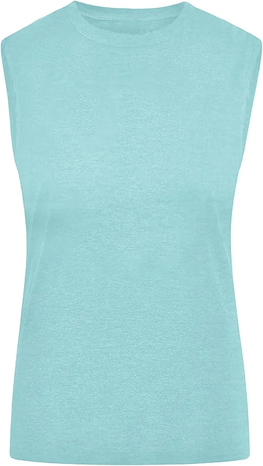 Womens Workout Elegant Sexy Cool O Neck Sleeveless Solid Breathable Tank Tops Shirt Beer Top for Women