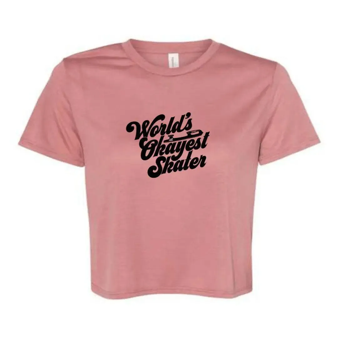 World's Okayest Skater Flowy Crop Tee - XXL