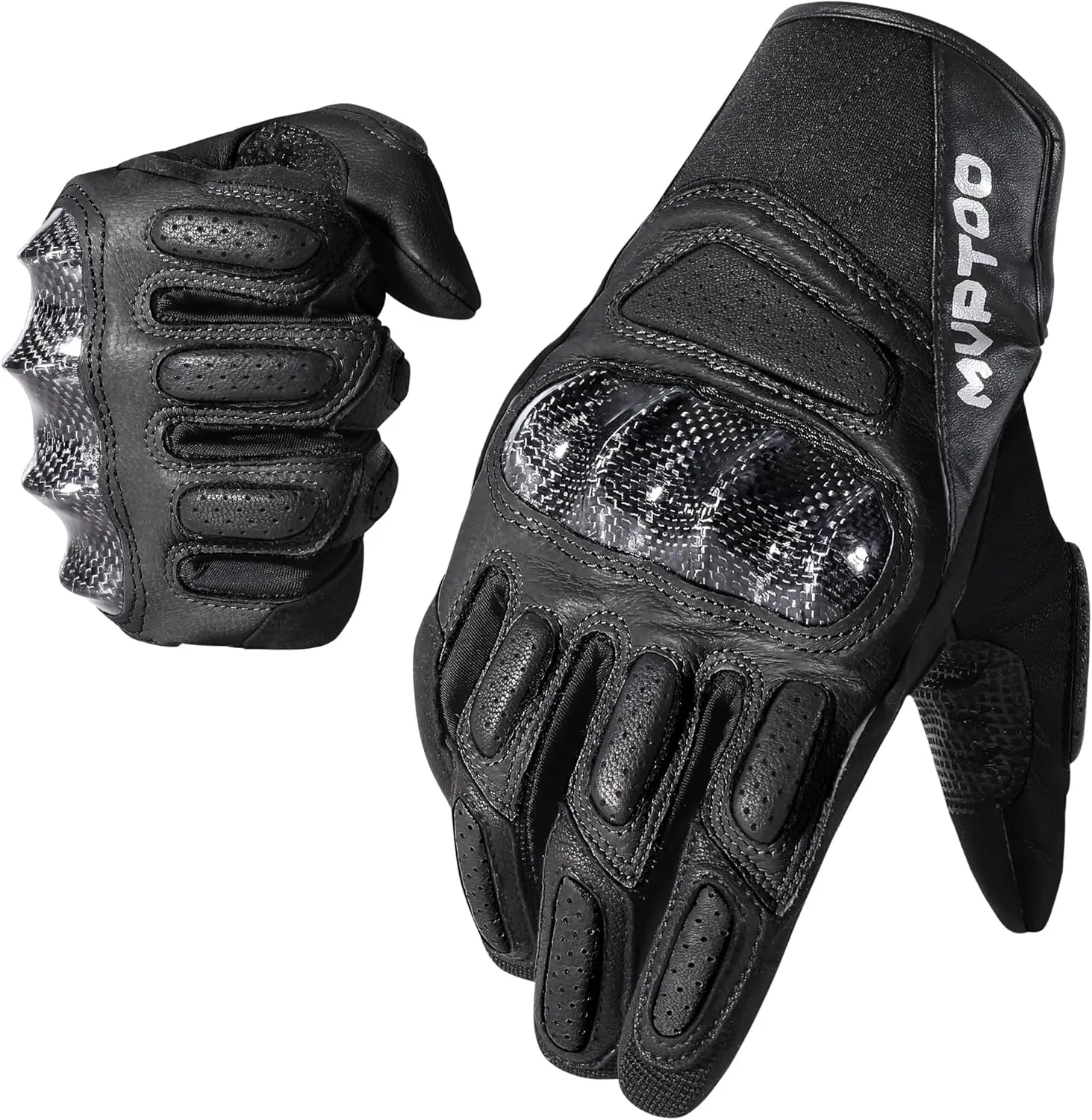 WTACTFUL Goatskin Leather Carbon Knuckle Motorcycle Gloves for Ultimate Protection and Comfort