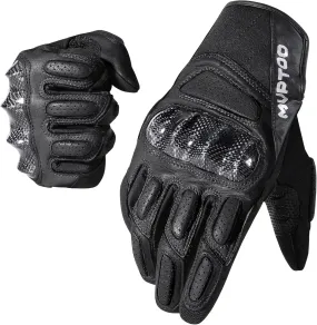 WTACTFUL Goatskin Leather Carbon Knuckle Motorcycle Gloves for Ultimate Protection and Comfort