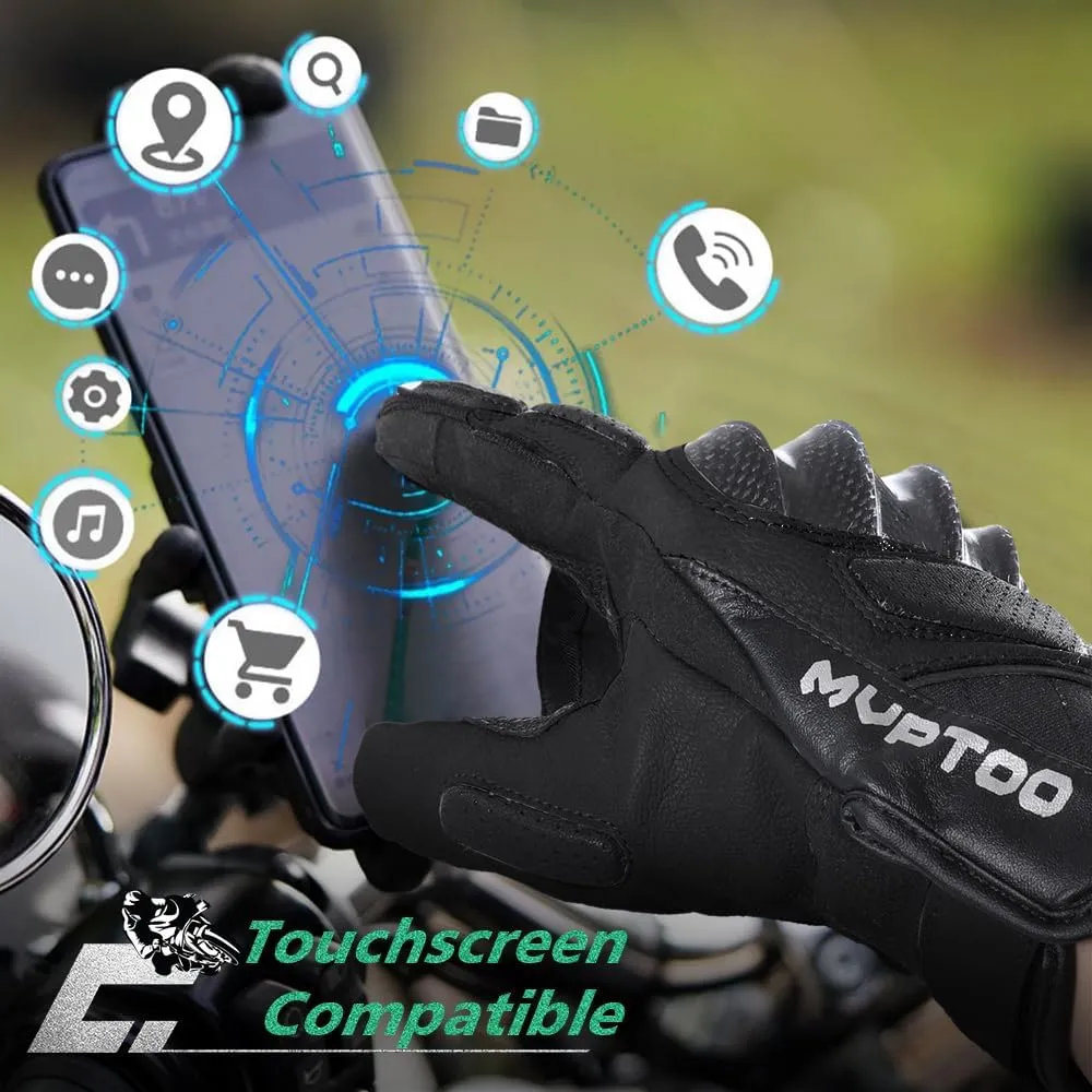 WTACTFUL Goatskin Leather Carbon Knuckle Motorcycle Gloves for Ultimate Protection and Comfort