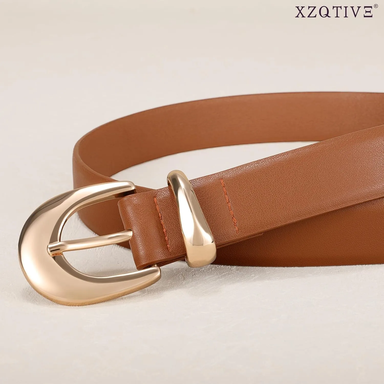 XZQTIVE Women Leather Belt for Jeans Pants Ladies Fashion Skinny belt with Gold Silver Buckle