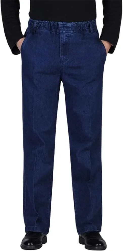 Ylingjun Mens Jeans Elastic Waist Relaxed Fit Straight Leg Jeans Casual Pants