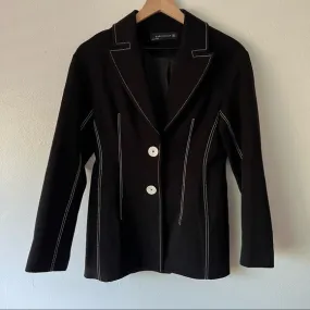 Zara Tailored Black Jacket with Exposed White Stitching